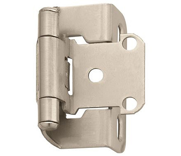 Hinge, Self-Closing, Partial Wrap,1/2" Overlay, Satin Nickel