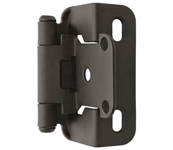 Hinge, Self-Closing, Partial Wrap,1/2" Overlay, Flat Black