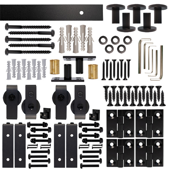 Bifold Barn Double Door Hardware Kit, Front Mount, with 5 ft. Rail